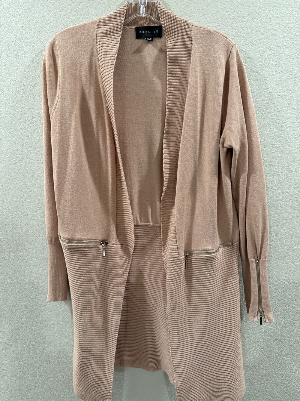 Premise Open Front Long Cardigan Sweater - Blush